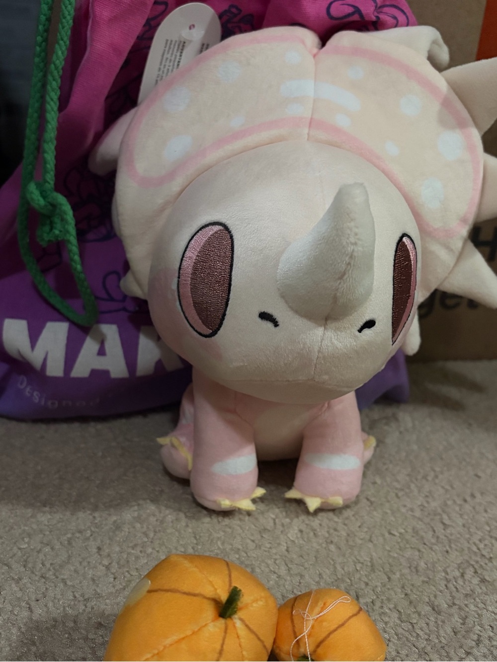 Paleo pines indie game rare Halloween dinosaur plush with pumpkins BNWT - Picture 2 of 4
